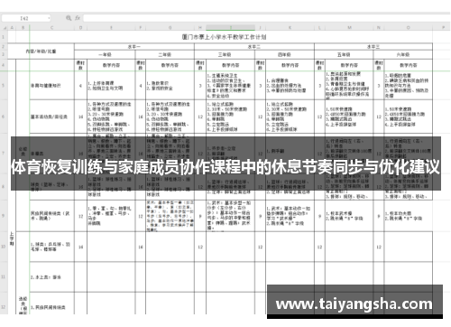 体育恢复训练与家庭成员协作课程中的休息节奏同步与优化建议